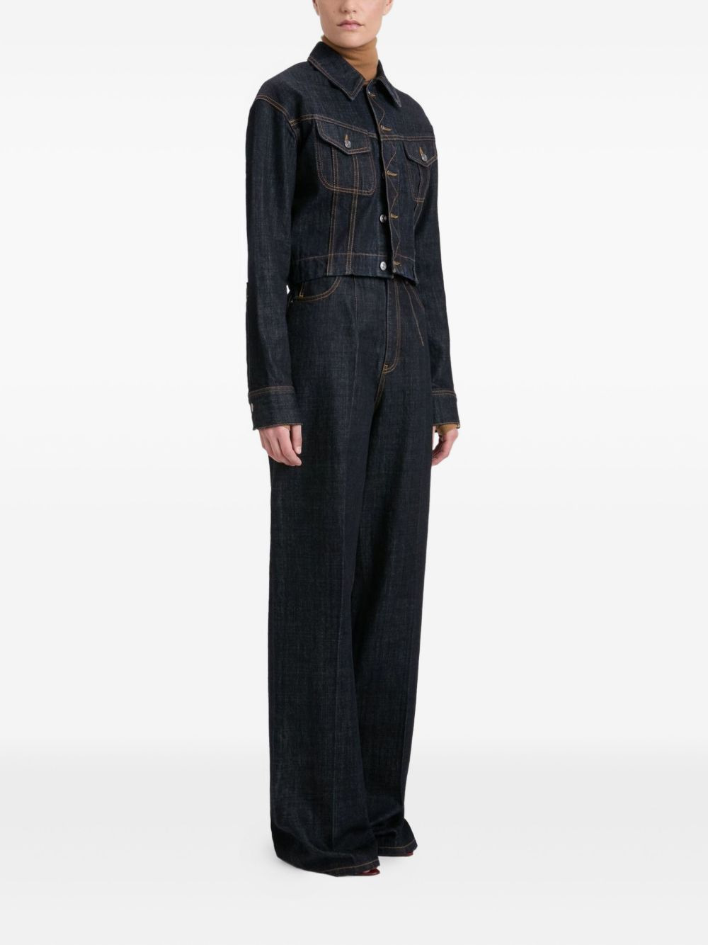 button-fastening denim jacket - 3