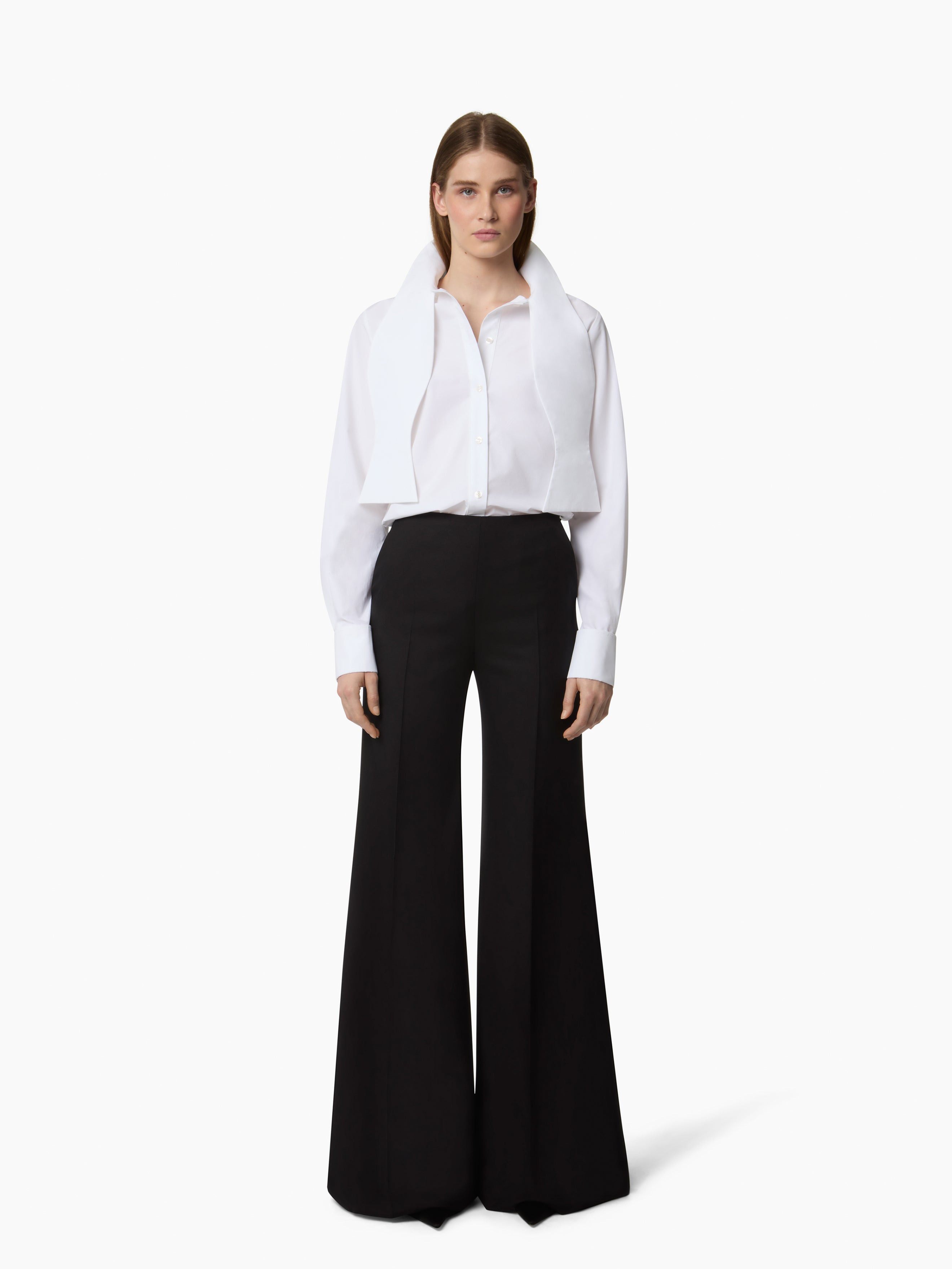 Oversized Collar Lavalliere Shirt - 1