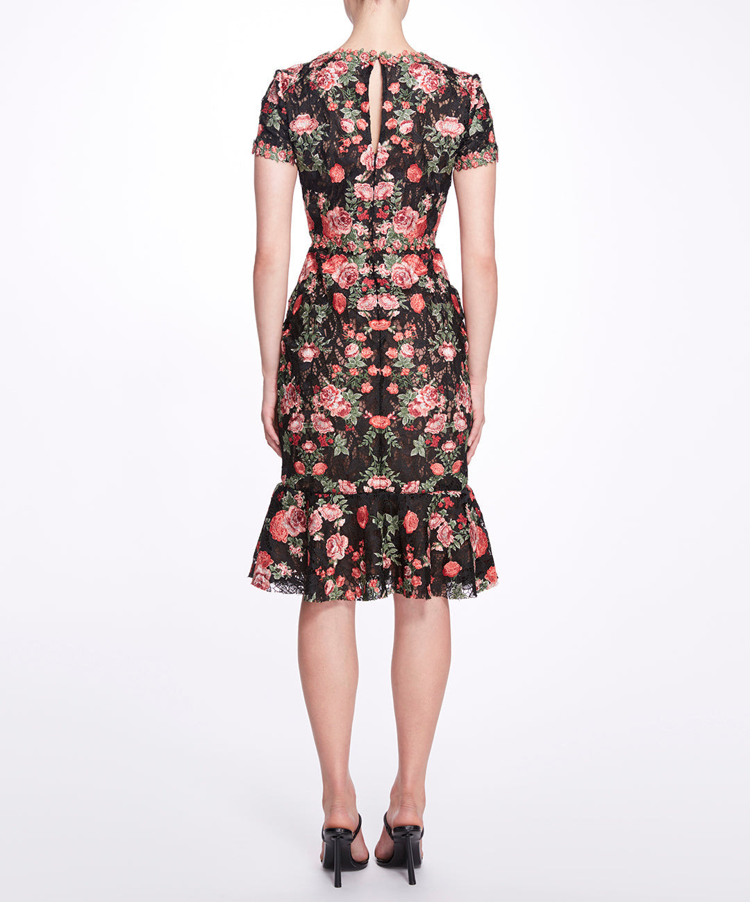 EMBROIDERED GUIPURE V-NECK COCKTAIL - 3