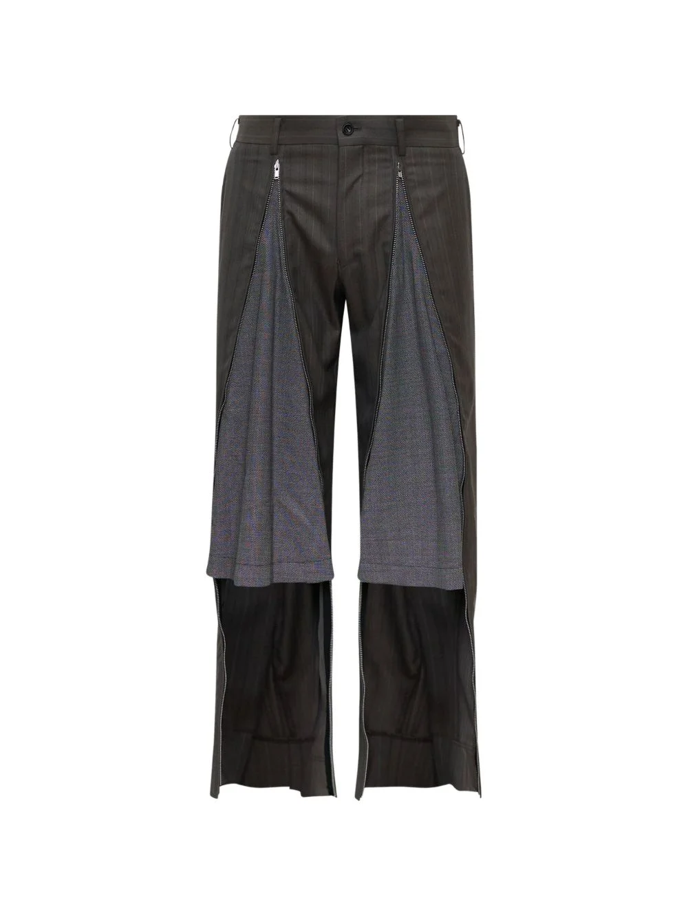 pinstriped zip-detail trousers - 1