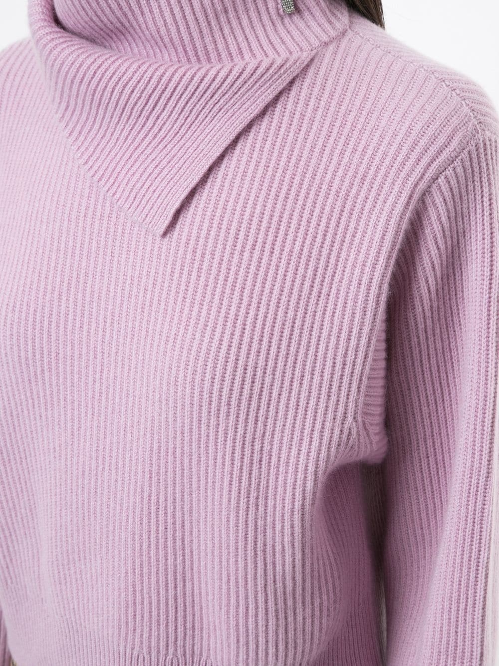 foldover neck cashmere jumper - 5