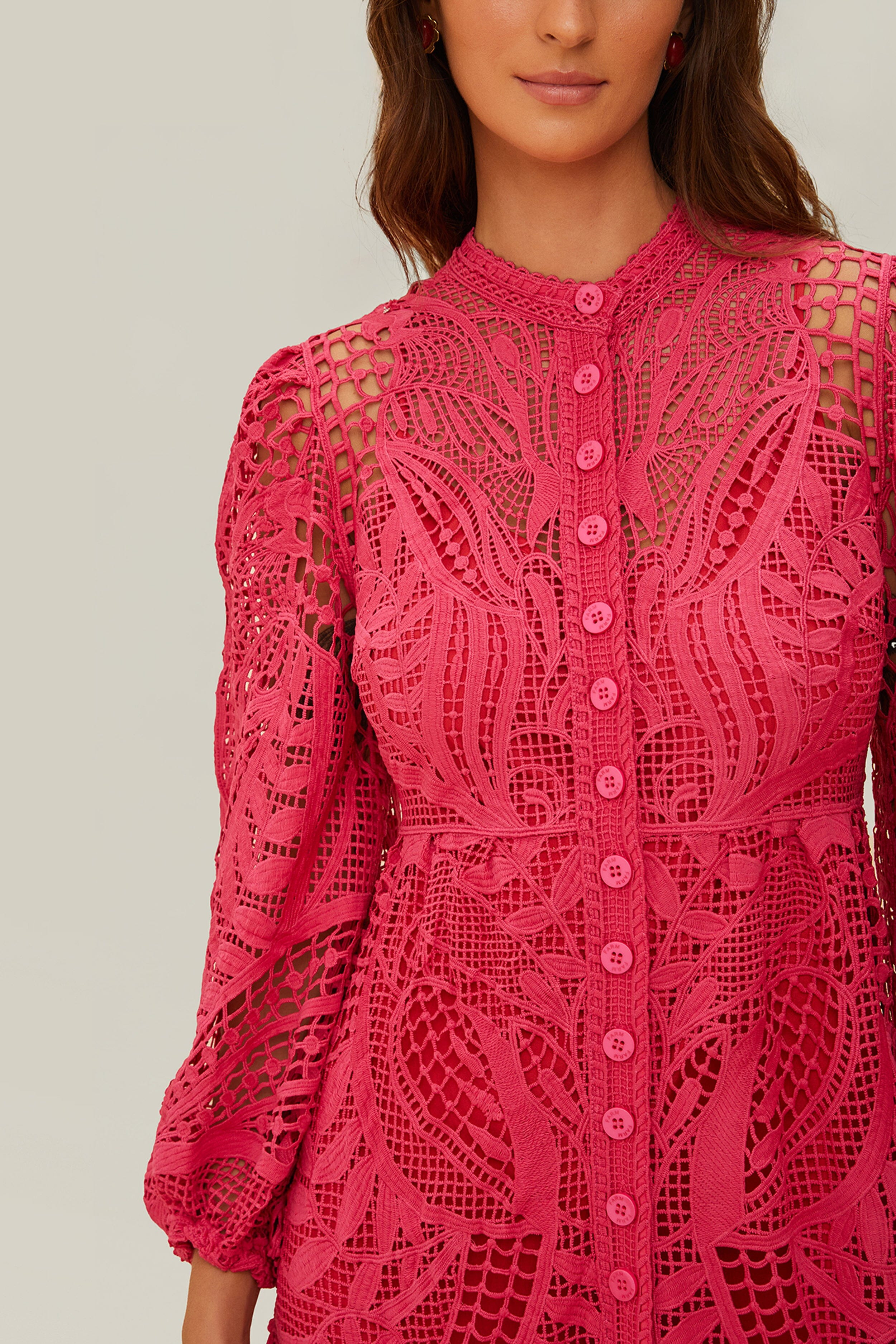 Pink Guipire Maxi Dress - 3