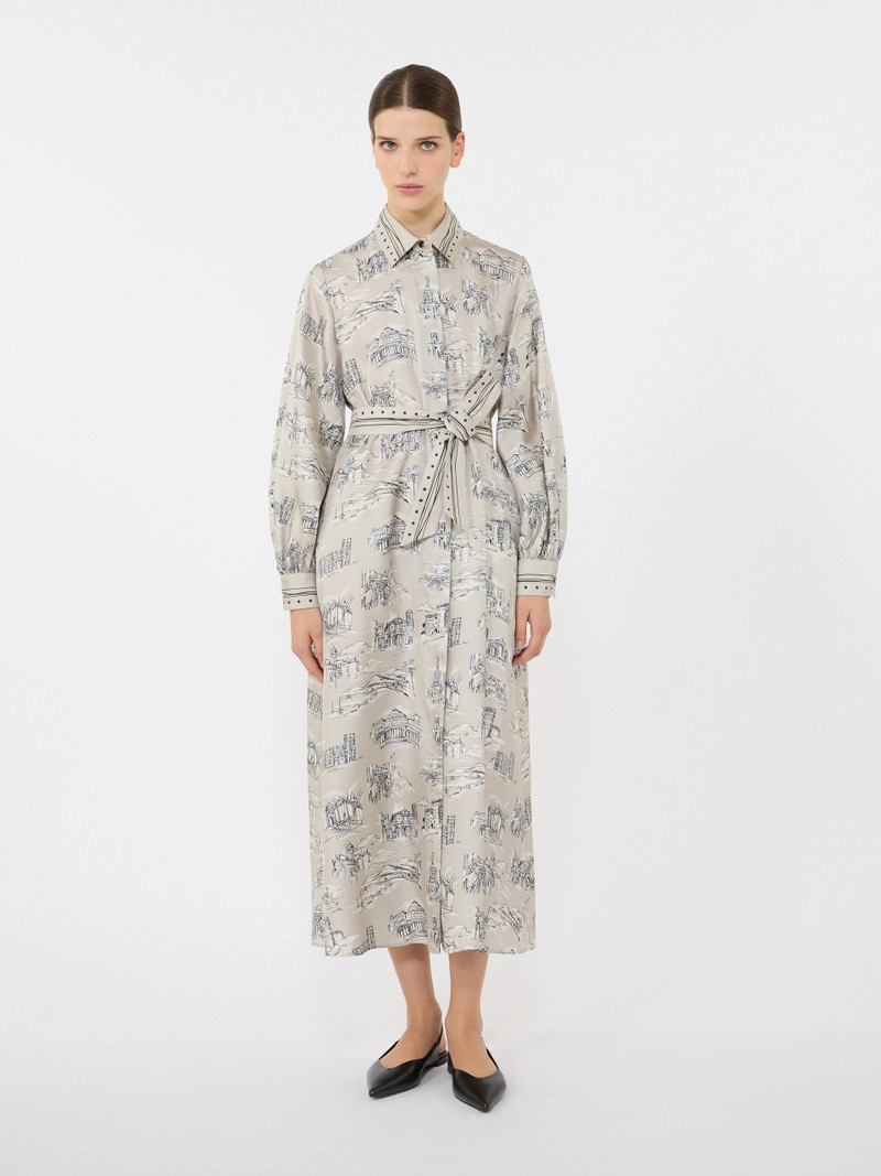 CARBONE Printed silk shirt dress - SAND 3
