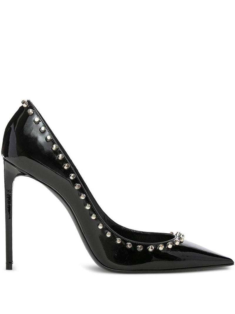 105mm Zoe patent leather studded pumps 1