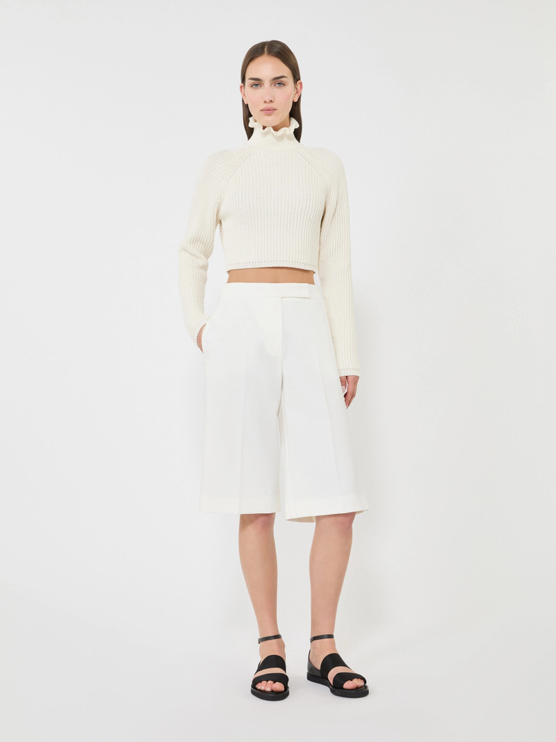 Max Mara CAMPO Cotton cordonnet cropped jumper - WHITE outlook