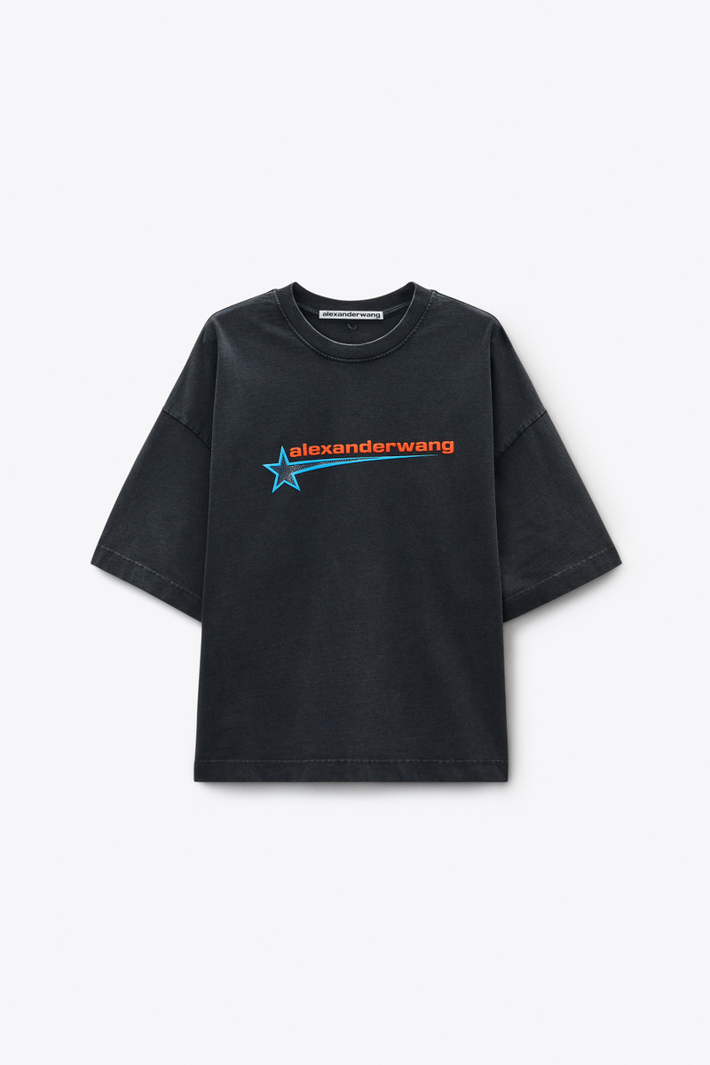 Unisex Washed Black Star Graphic Tee 1