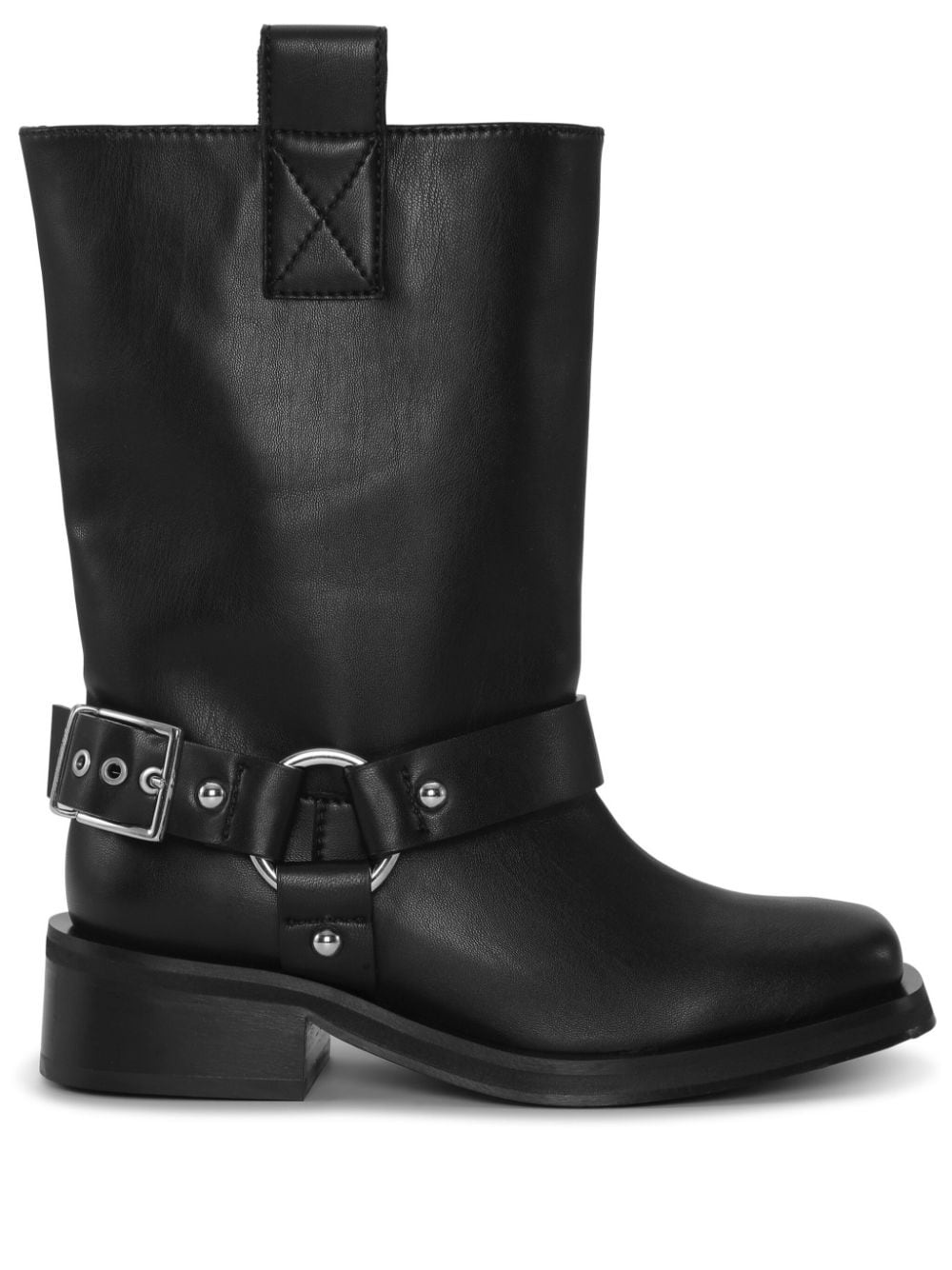 buckle-strap leather biker boots - 1