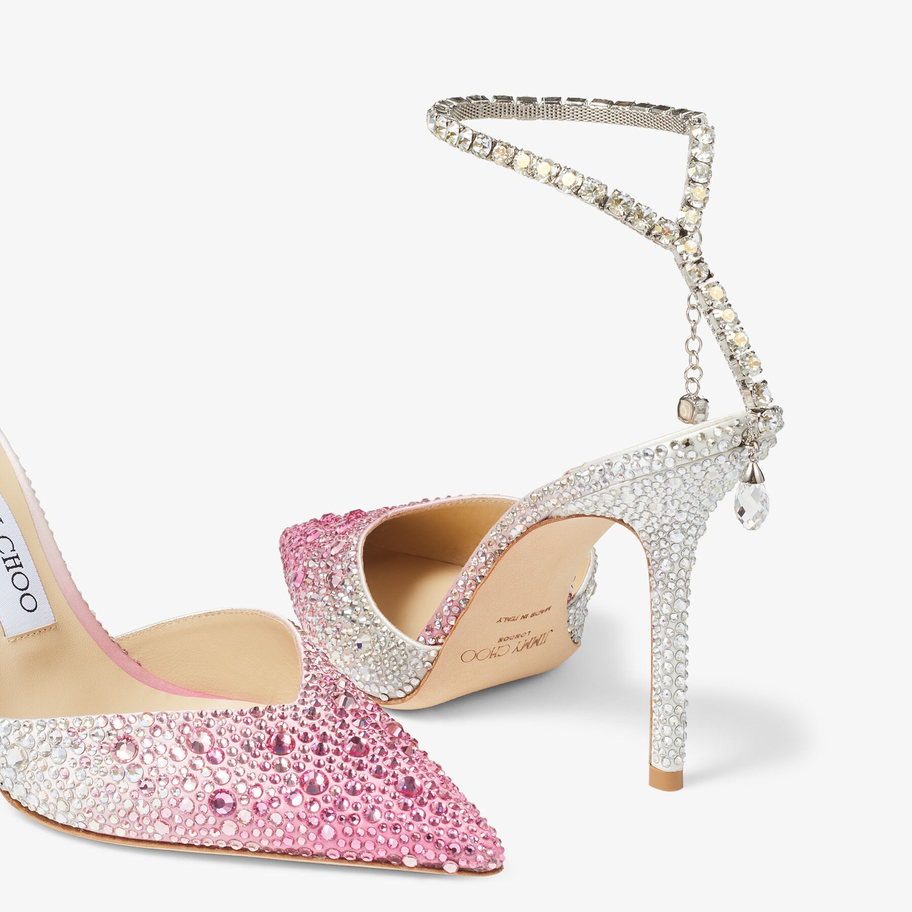 Saeda 100
Candy Pink Dégradé Satin Pumps with Crystal Embellishment - 4