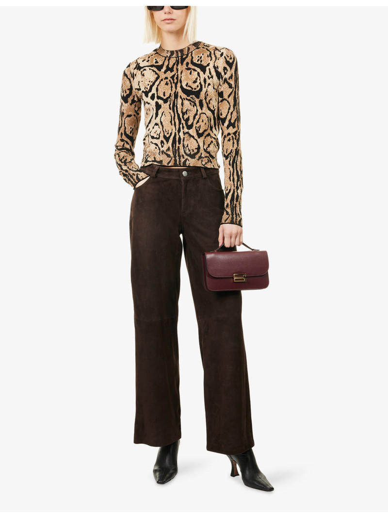 NOUR HAMMOUR Milo Straight-Leg Suede Trousers outlook