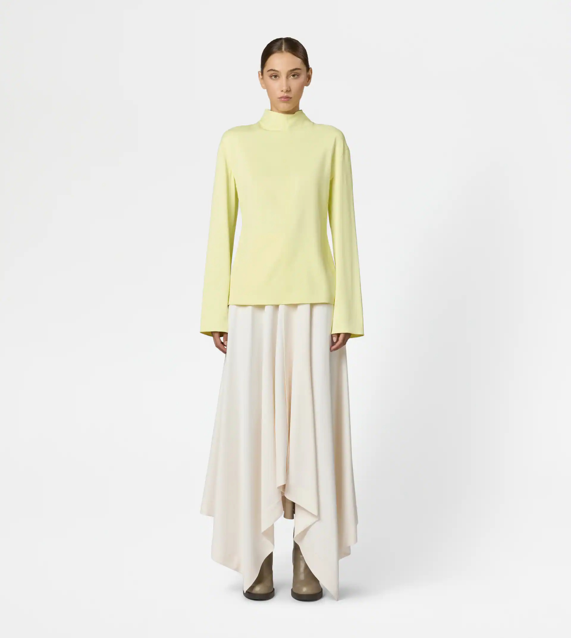 DRAPED SKIRT IN SATIN - WHITE - 2