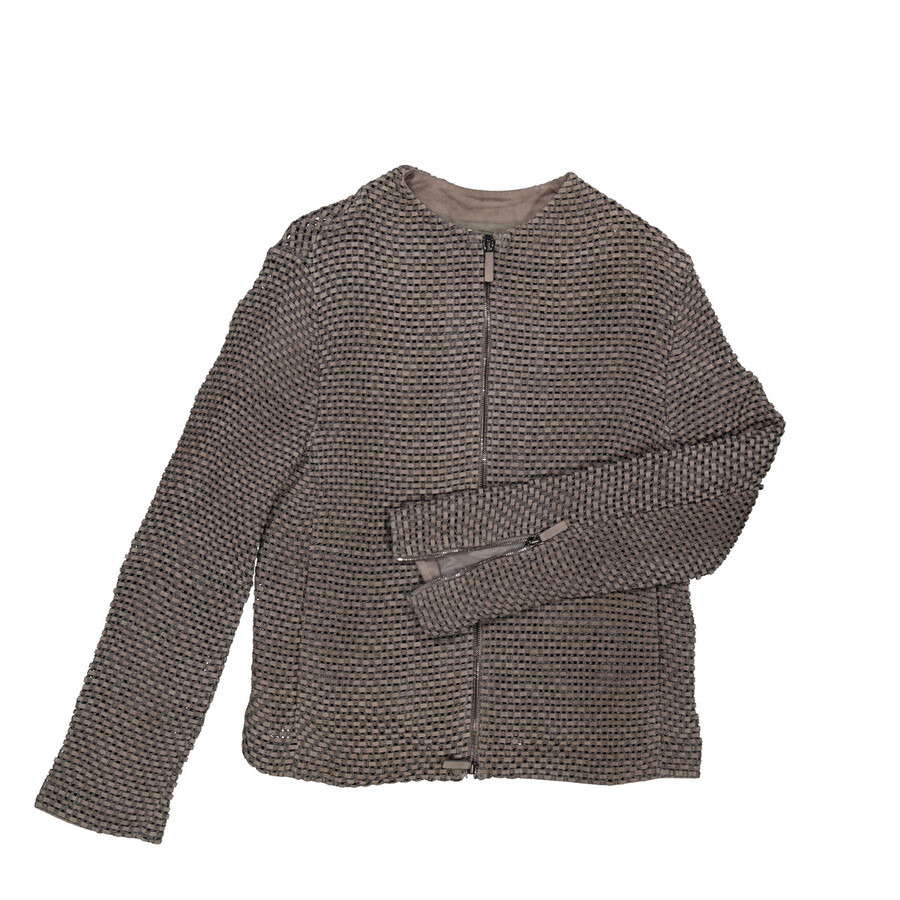 Emporio Armani Grey Knit-Jacquard Jacket - 4