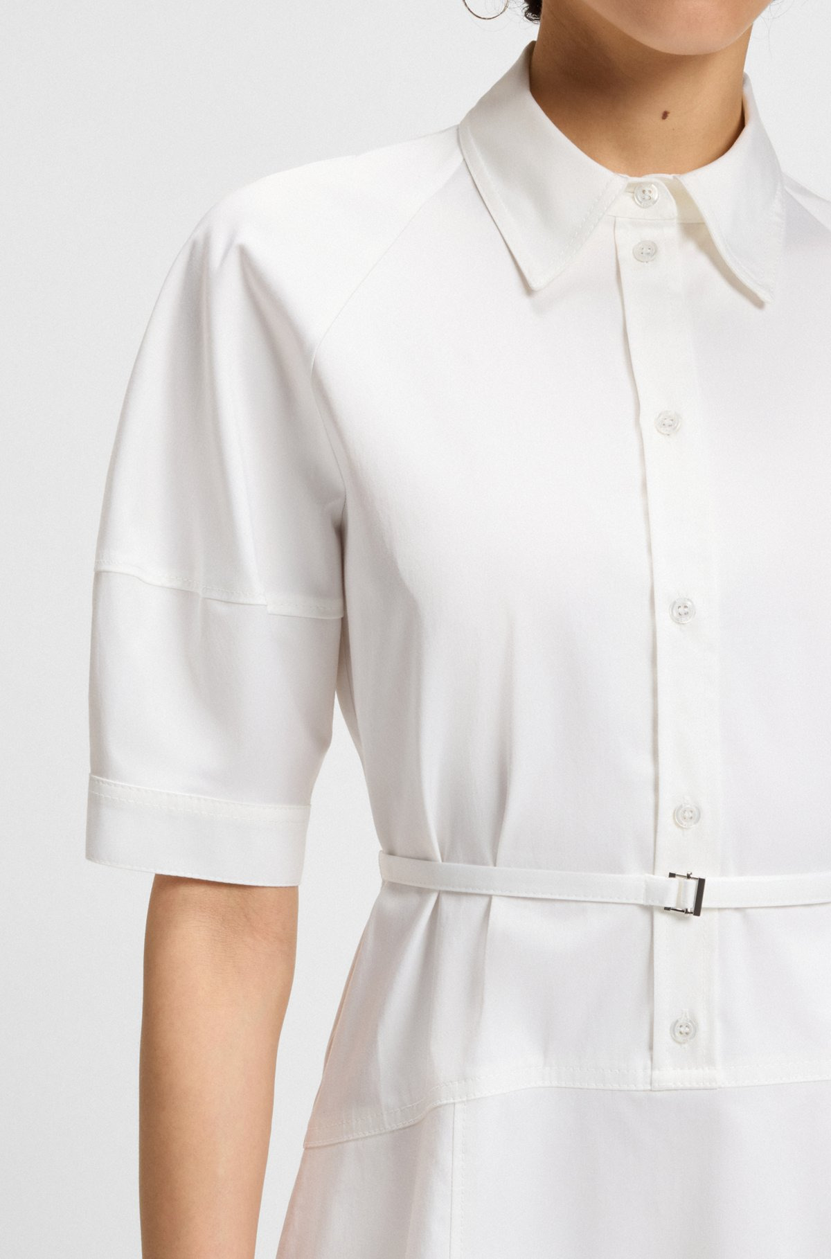 SHIRT DRESS IN STRETCH COTTON WITH HALF PLACKET - 6