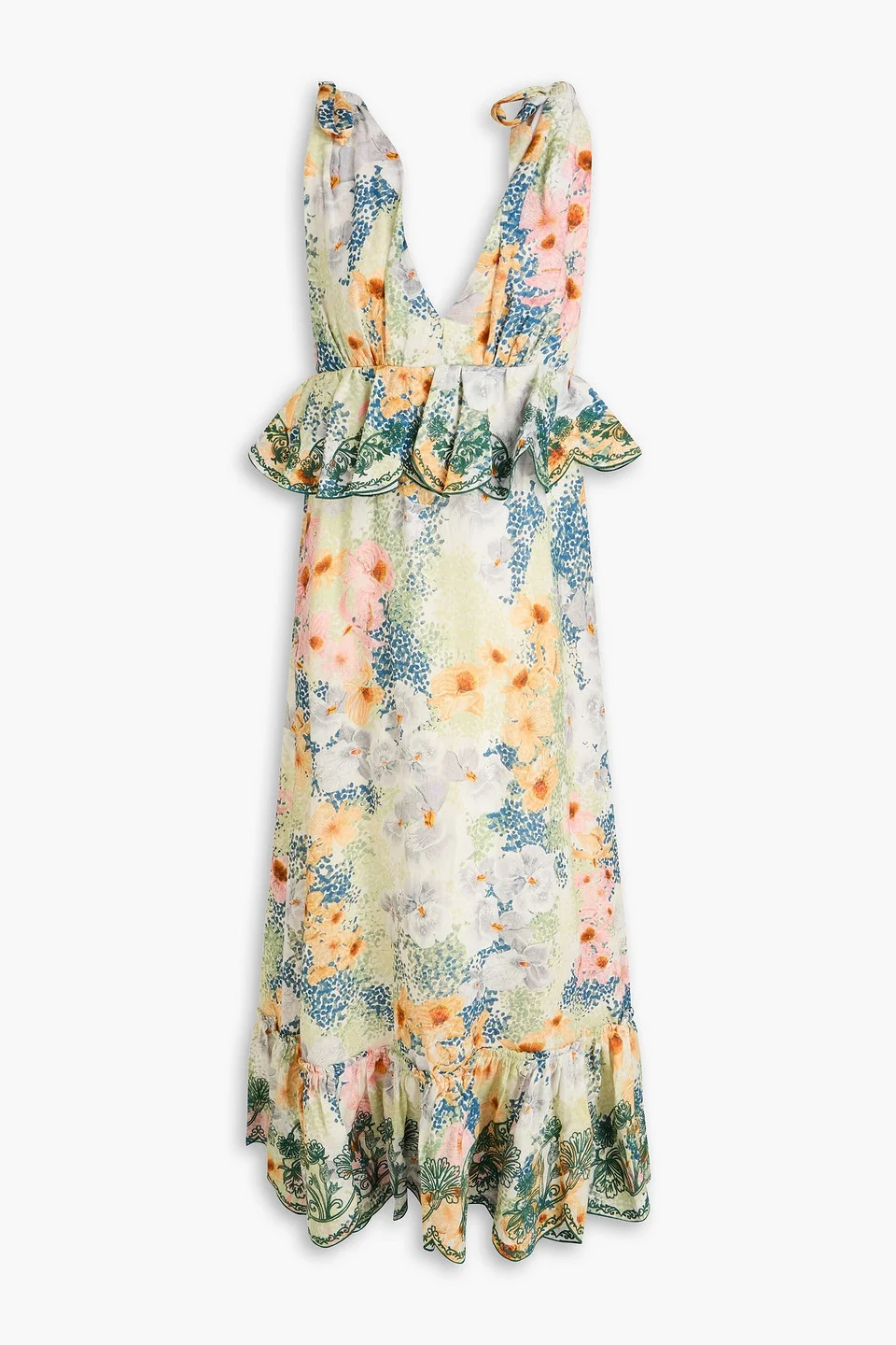 Florecer ruffled floral-print linen maxi dress - 1