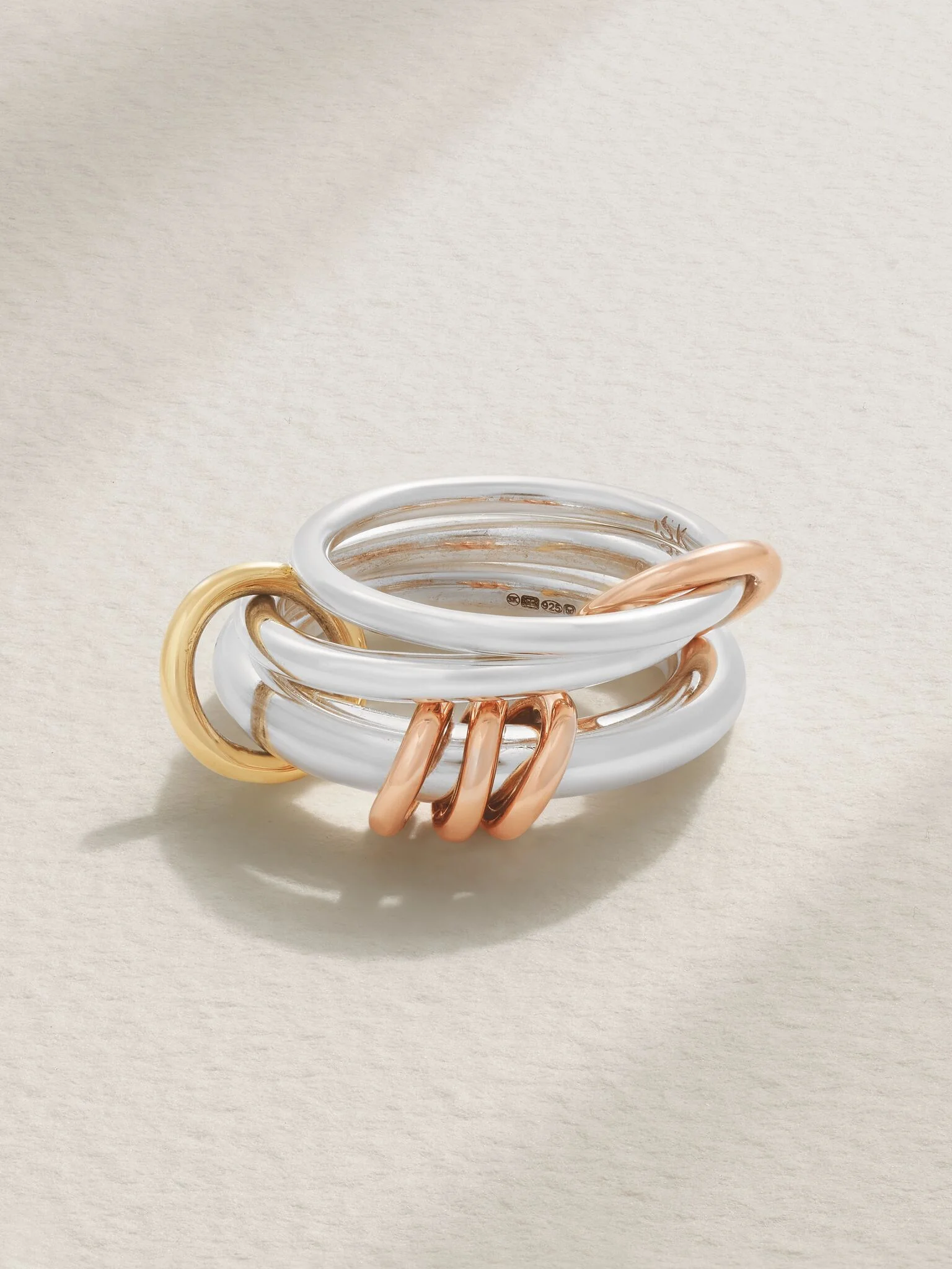 Orion set of three sterling silver and 18-karat yellow and rose gold rings Silver - 1