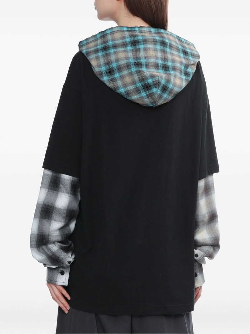 plaid-paneled hooded top 4