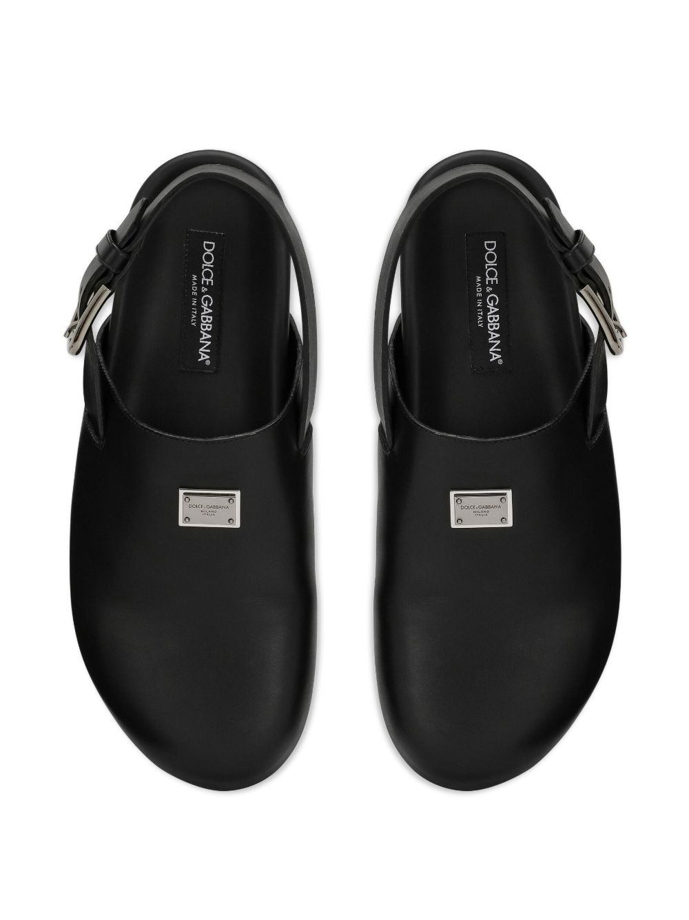 logo-plaque buckled leather sandals - 4
