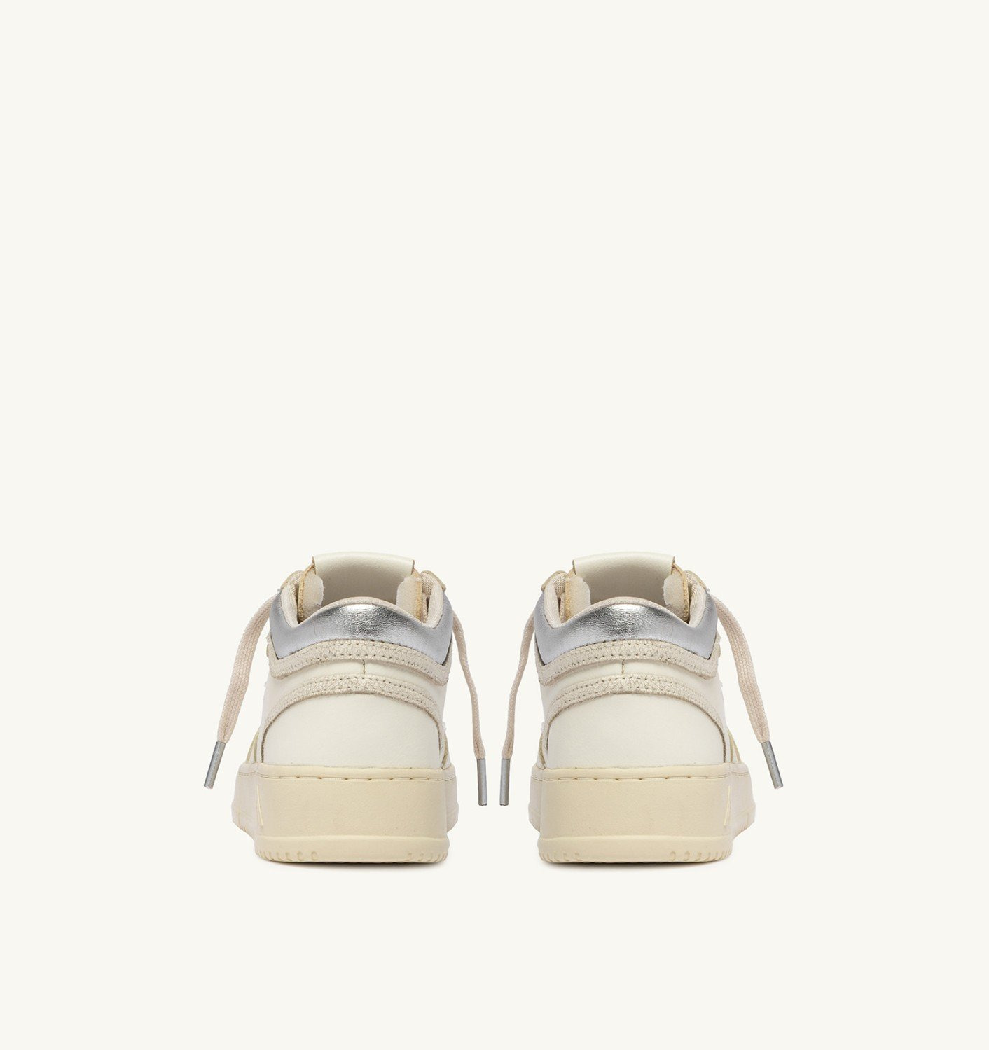 MED-WAY SNEAKERS IN LEATHER COLOR MARSHMALLOW AND SILVER - 4
