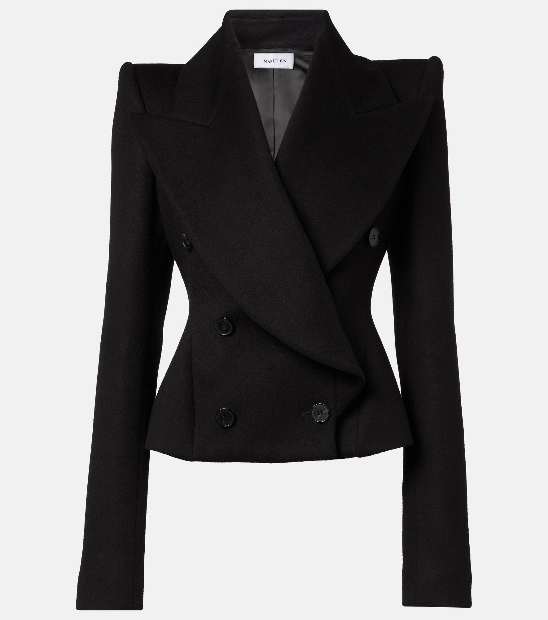 Double-breasted wool and cashmere blazer - 1