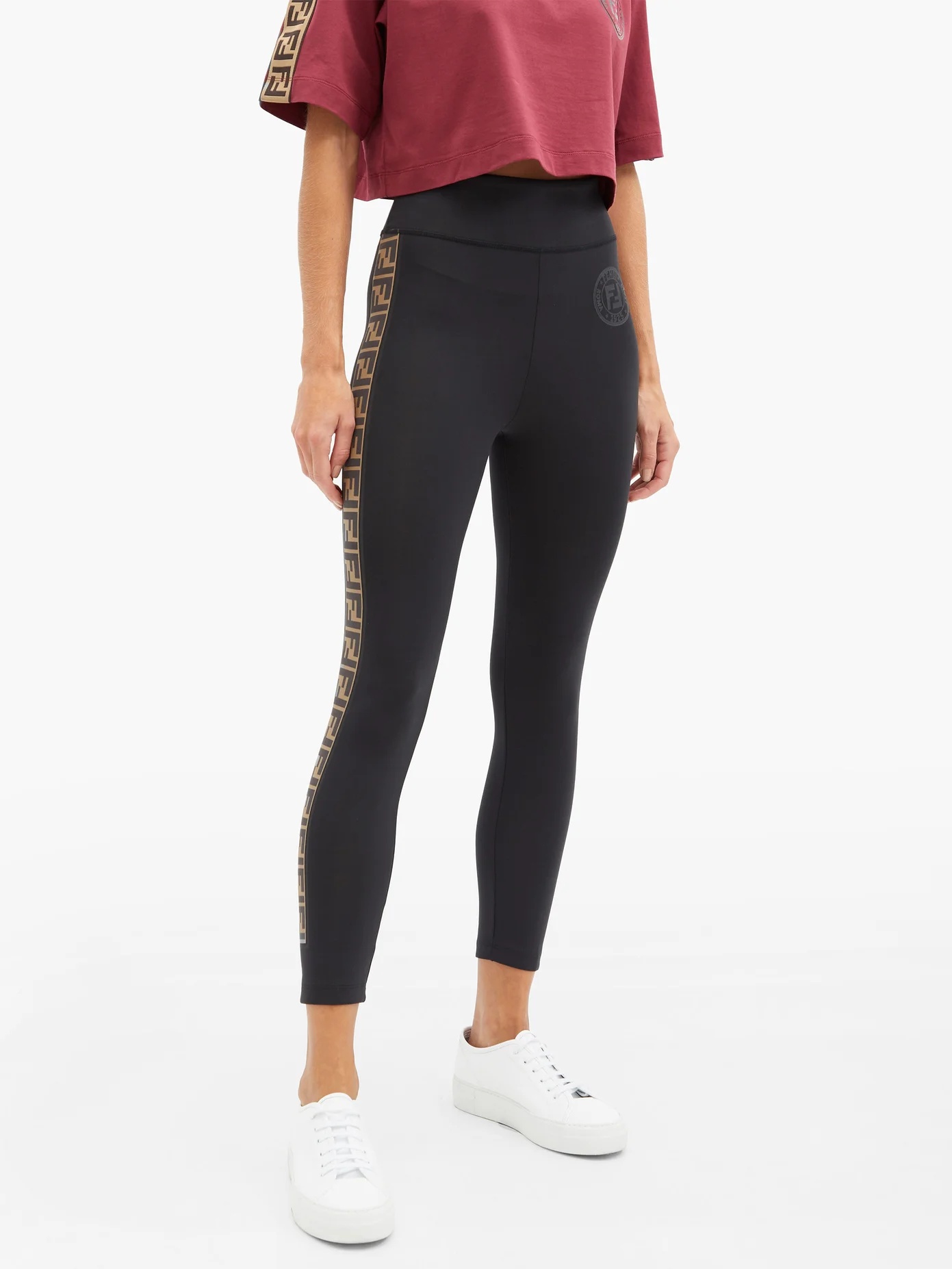 Rama logo-tape stretch-jersey leggings - 6