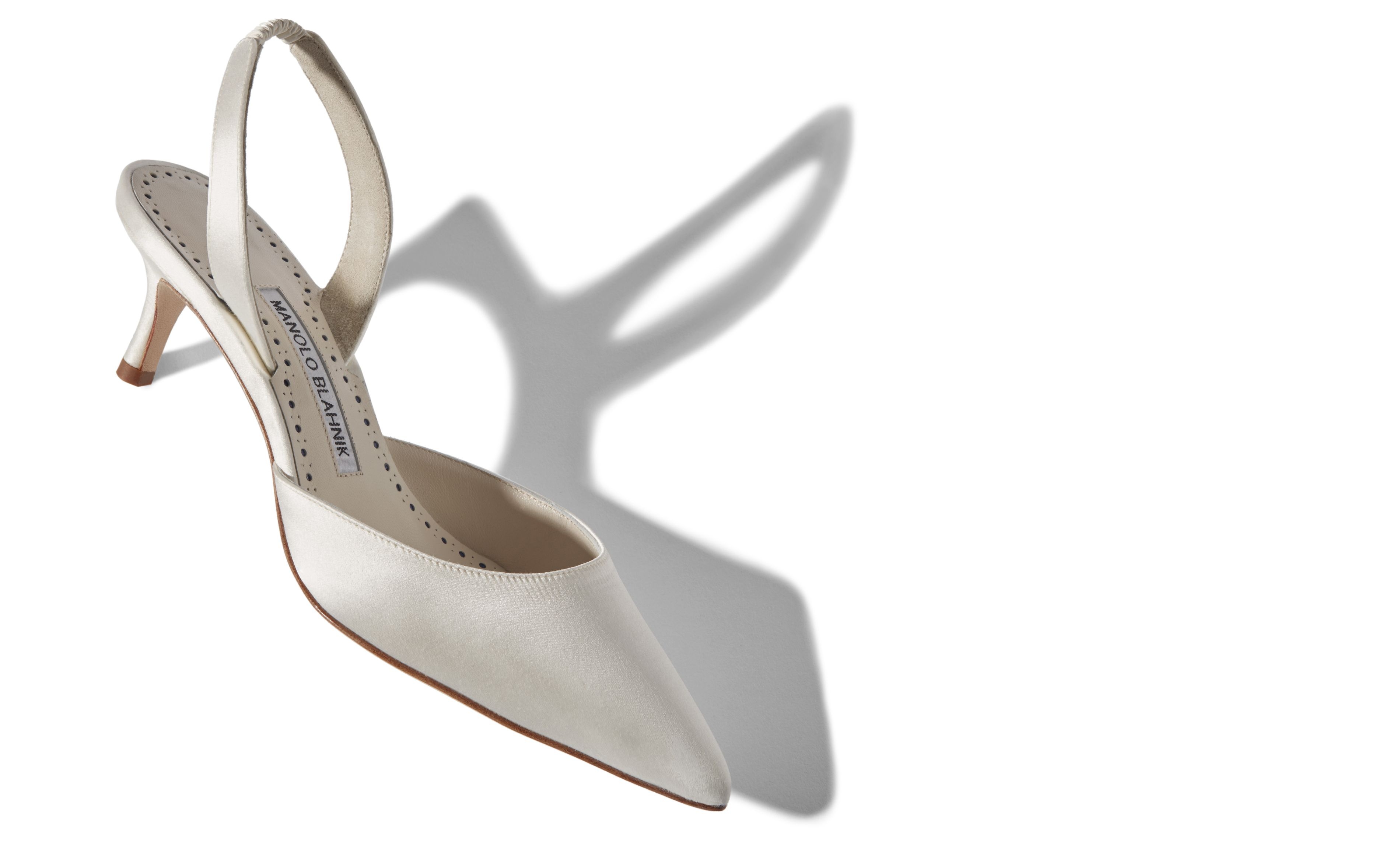 White Satin Slingback Pumps - 2