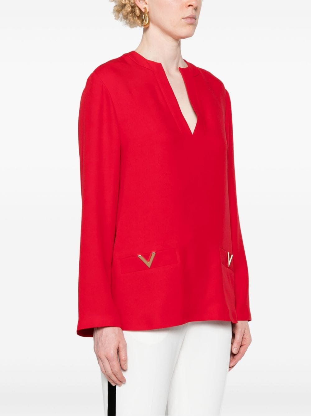 V-logo silk blouse - 3