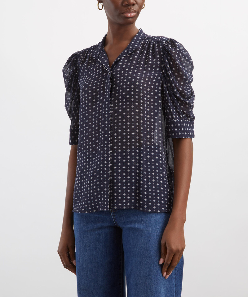 FRAME Gillian Tie Print Silk Shirt outlook