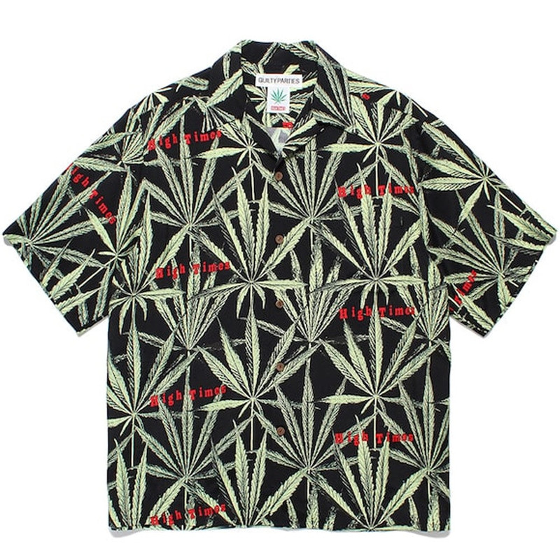 Short Sleeve Hawaiian Shirt (Type-1) x HIGH TIMES 'Black' - 1