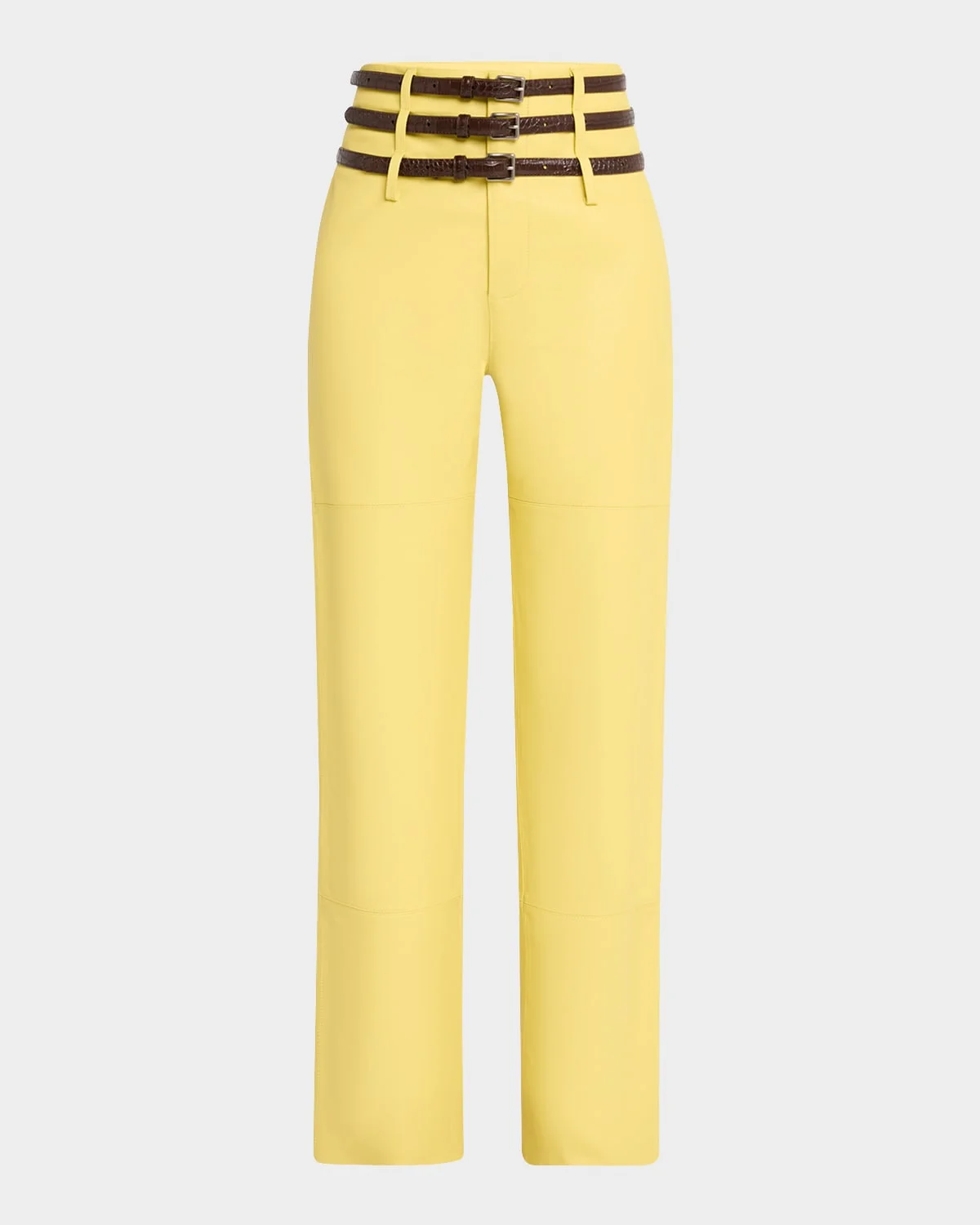 Ally Leather Trousers with Triple Belt - 1