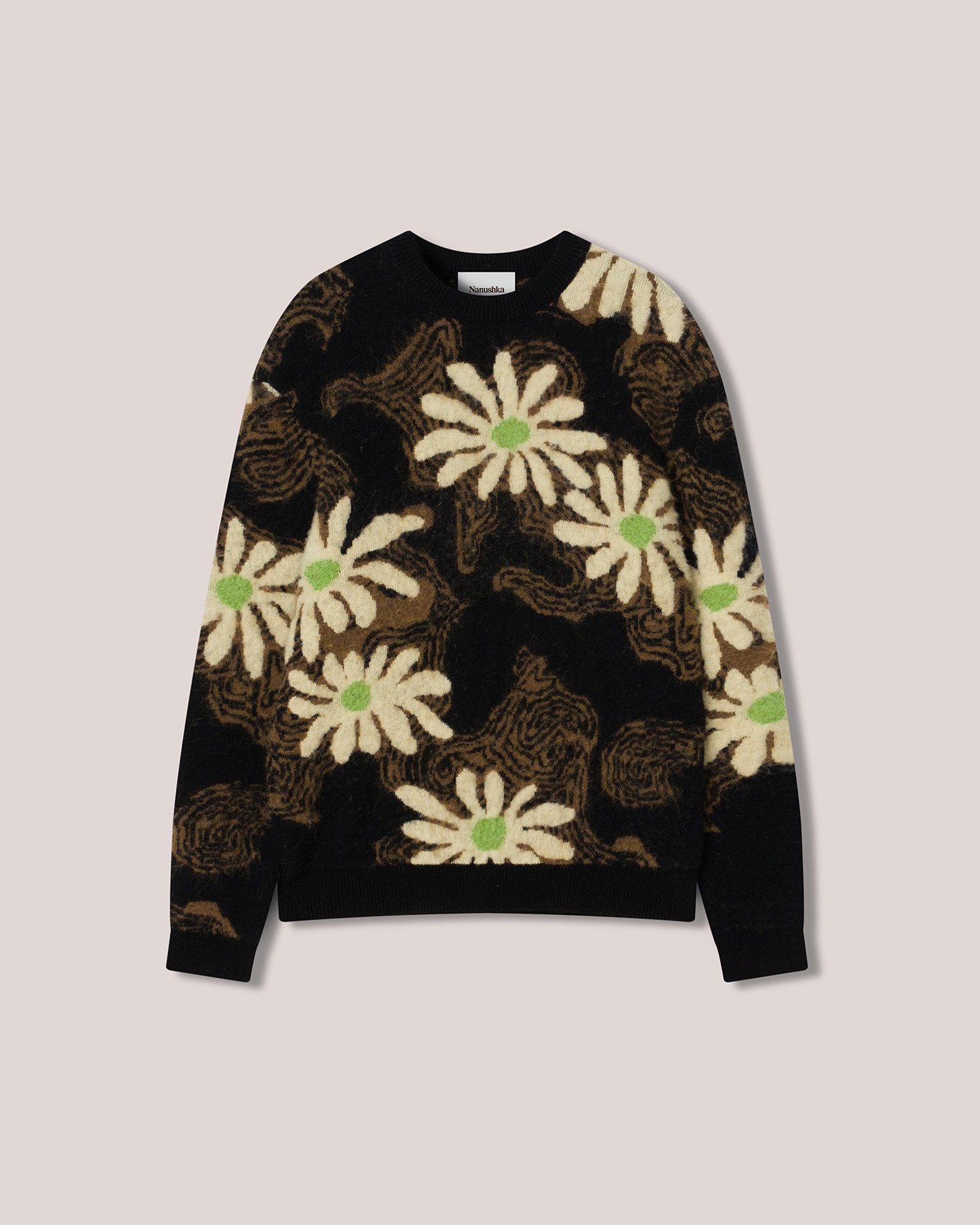 WESTYN - Brushed alpaca floral crew-neck sweater - Black - 1