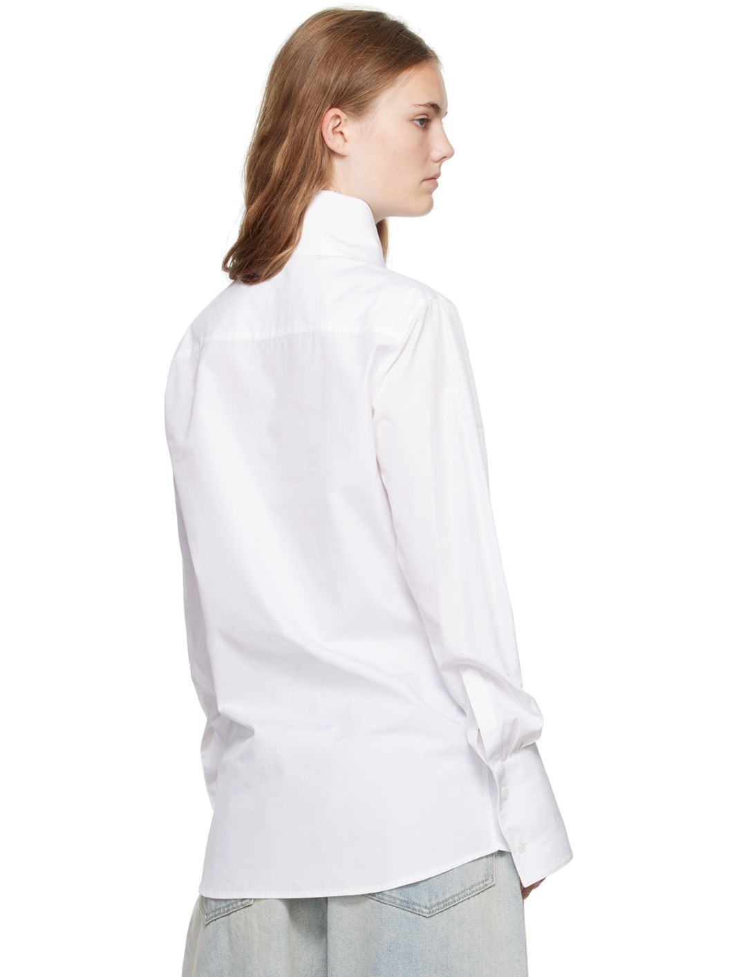 White High-Neck Collar Shirt - 3