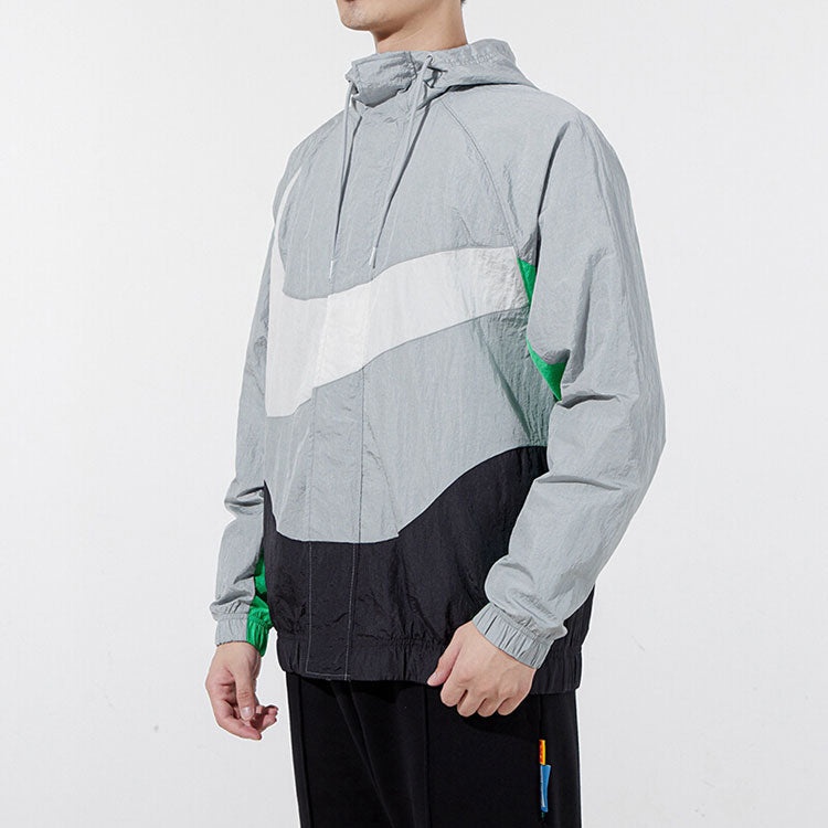 Nike Sportswear Swoosh Contrasting Colors Large Logo hooded Woven Jacket Gray DD5968-077 - 5