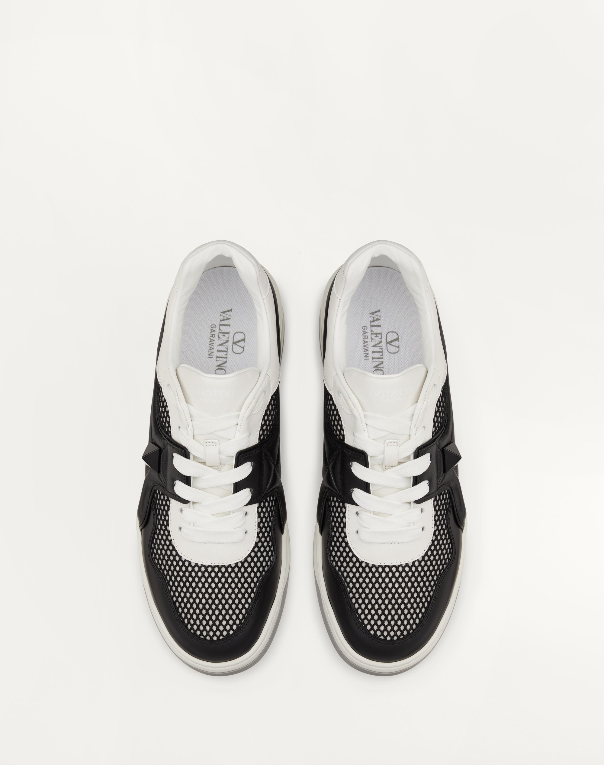 ONE STUD LOW-TOP MESH AND NAPPA LEATHER SNEAKER - 4