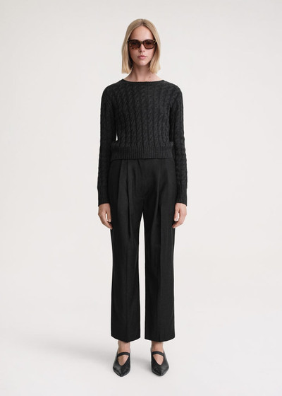 Totême Double-pleated cropped trousers charcoal melange outlook