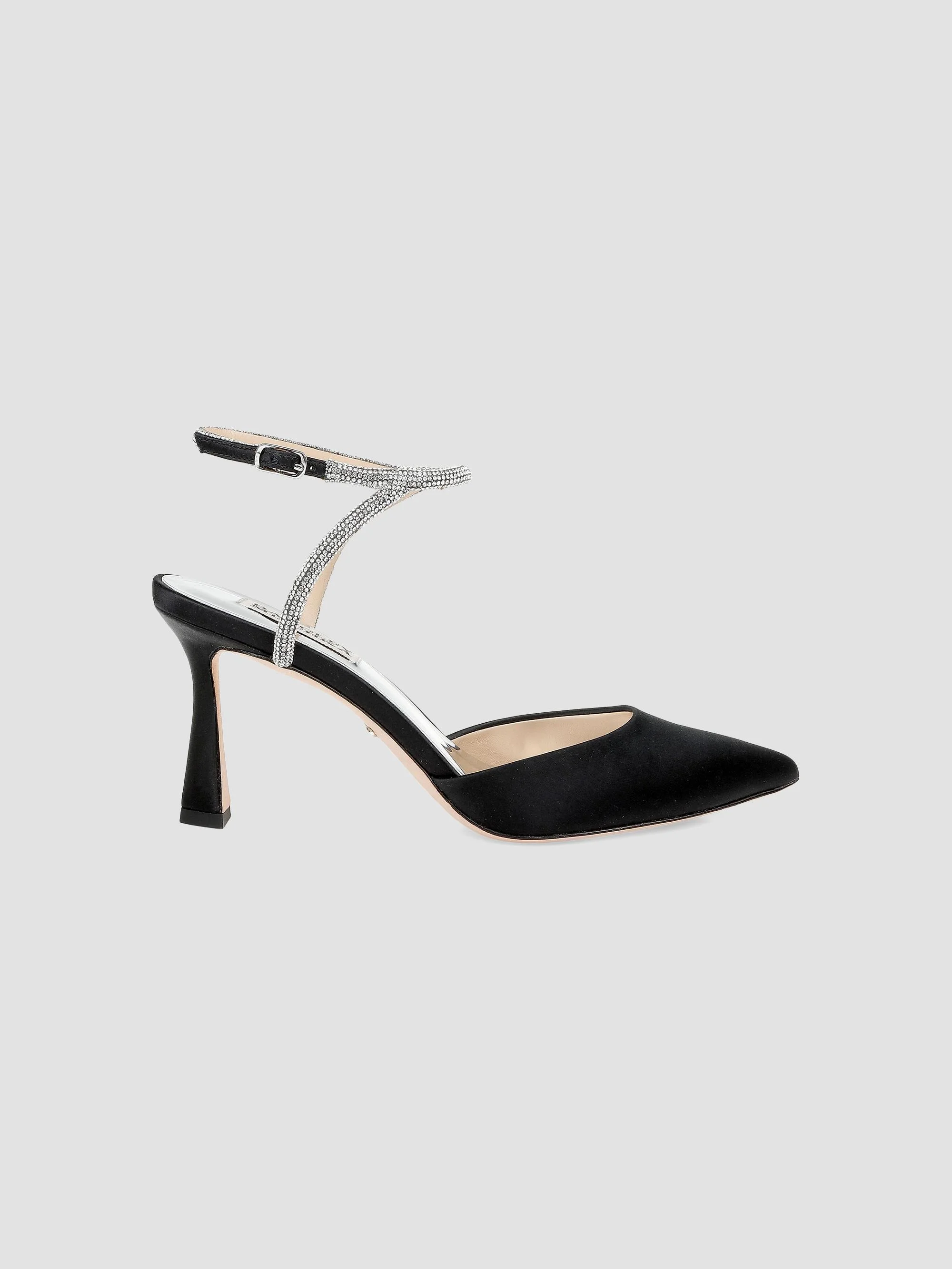 Women's Kamilah 80MM Embellished Satin Pumps - Black Satin - 1