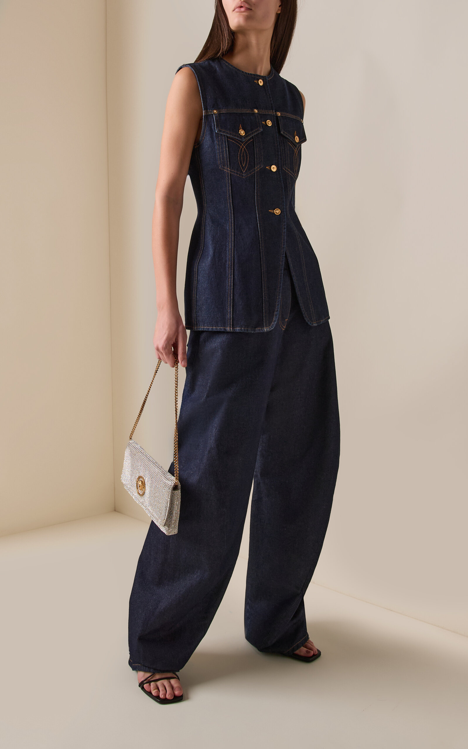 Rigid High-Rise Barrel Jeans dark wash - 2