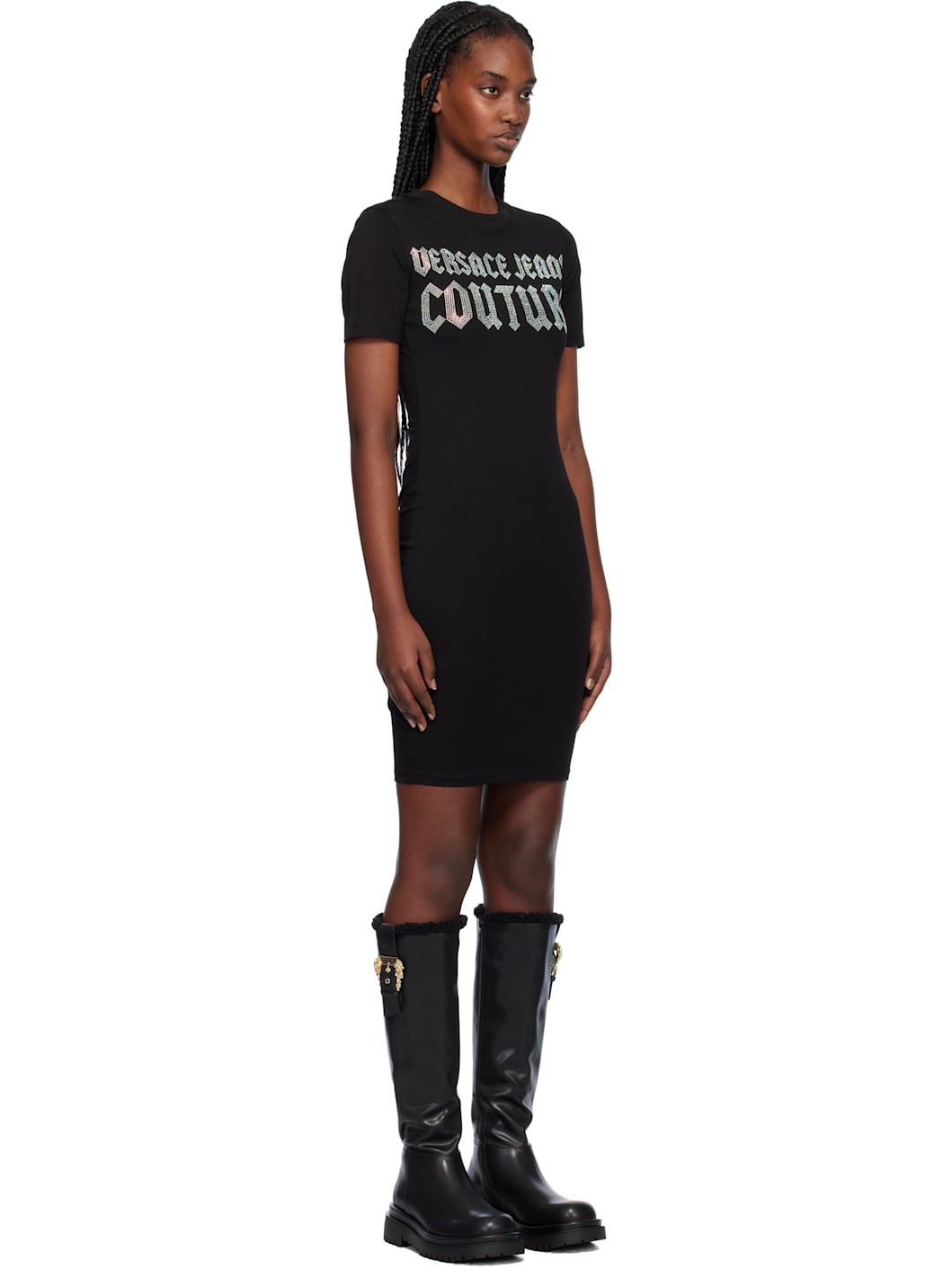 Black Gothic Logo T-Shirt Minidress - 2