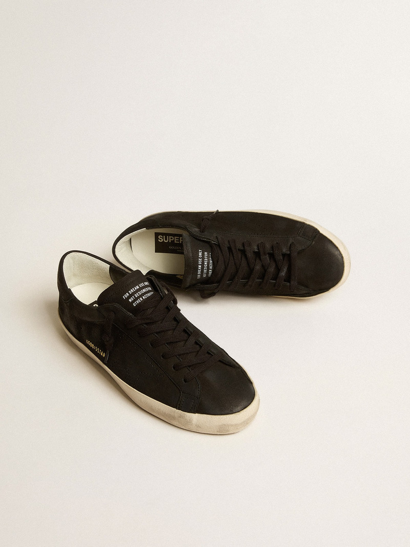 Golden Goose Super-Star in black nubuck with perforated star and black nubuck heel tab outlook