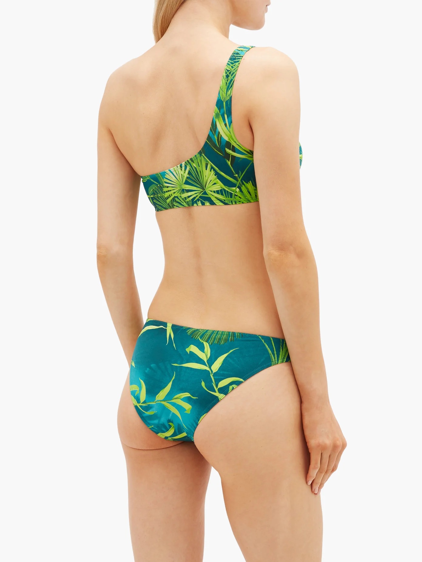 Jungle-print one-shoulder bikini top - 5