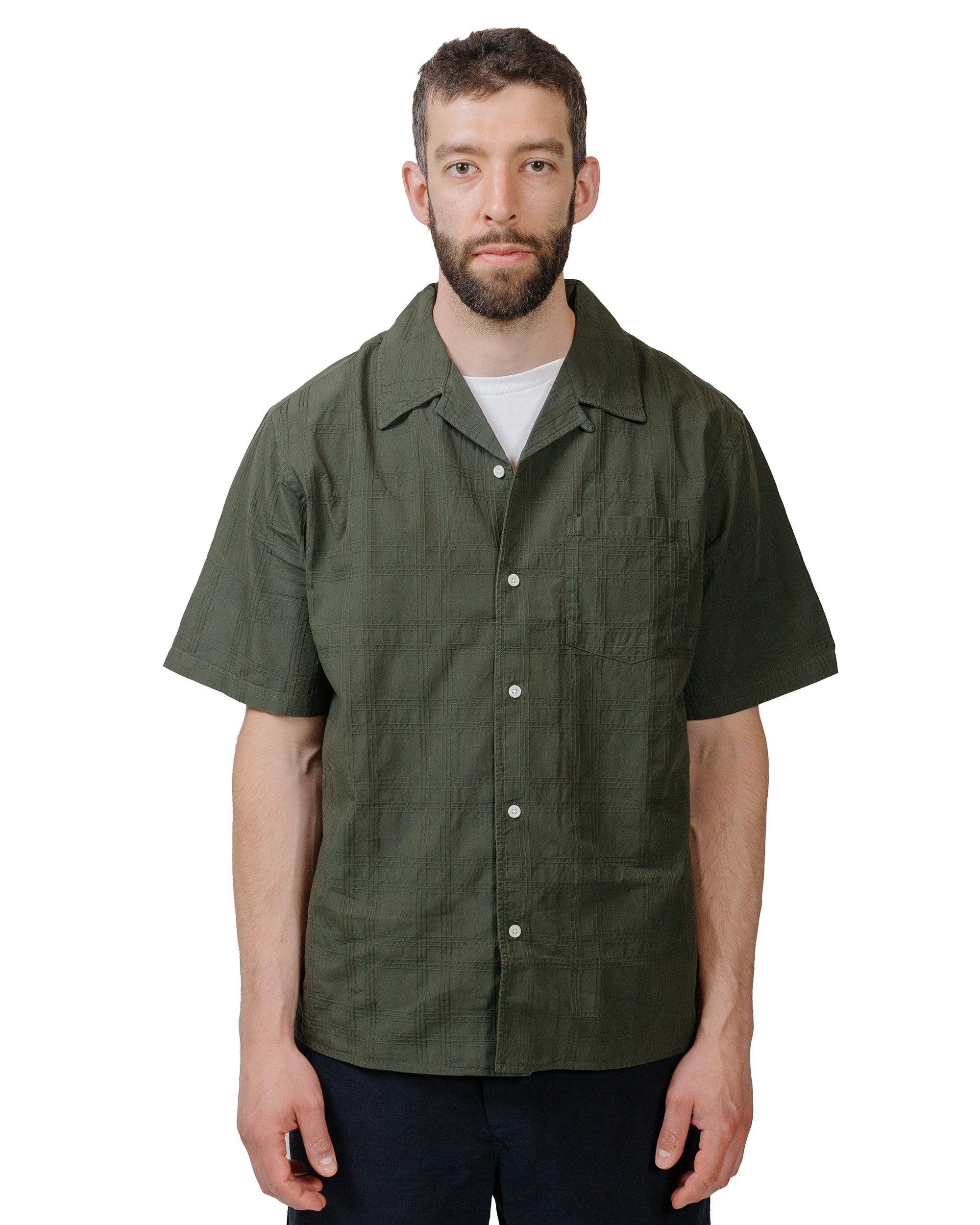 Carsten Relaxed Dobby Check Shirt Spruce Green - 2