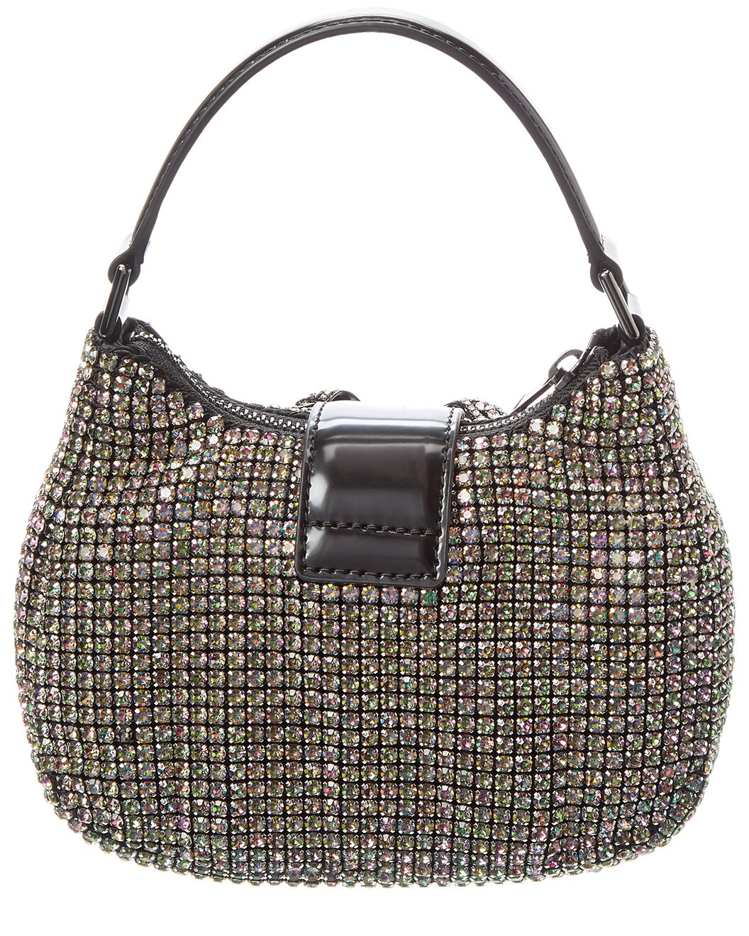 Self-Portrait Rhinestone Chainmail Leather Crescent Bag - 2