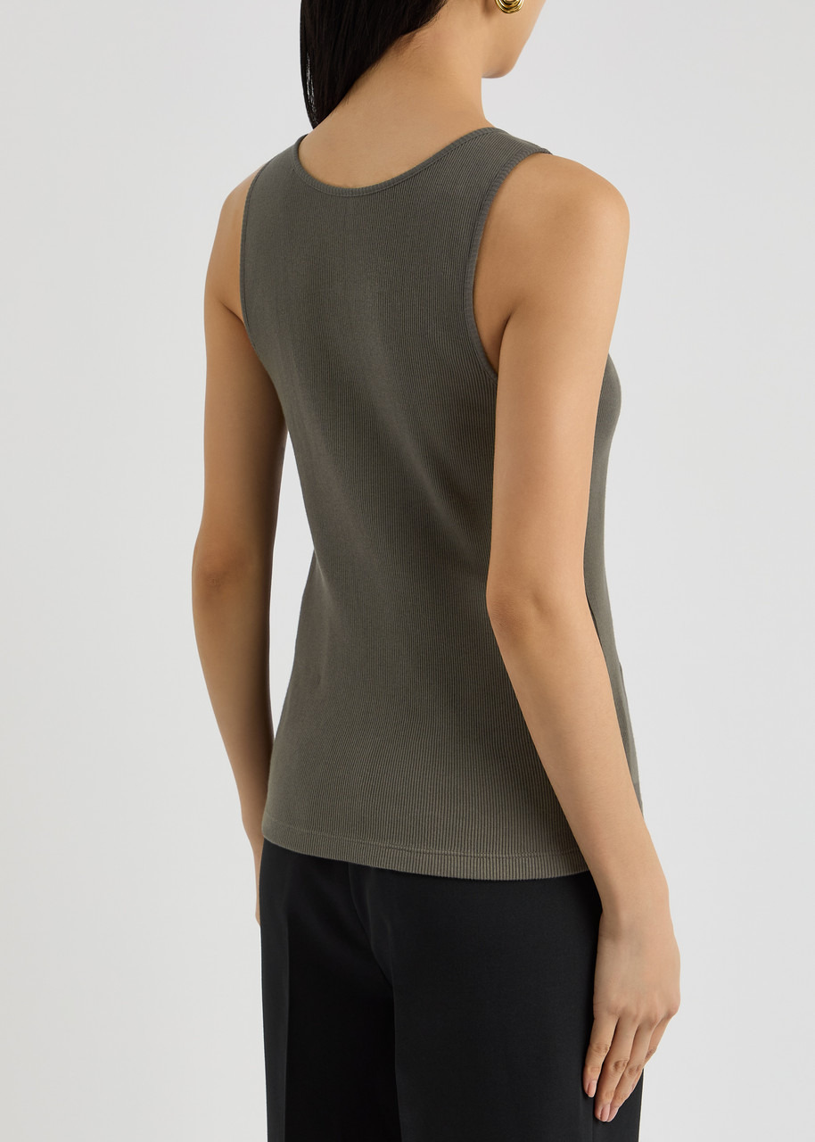 Saint Laurent Logo-embroidered Ribbed Cotton Tank - 3