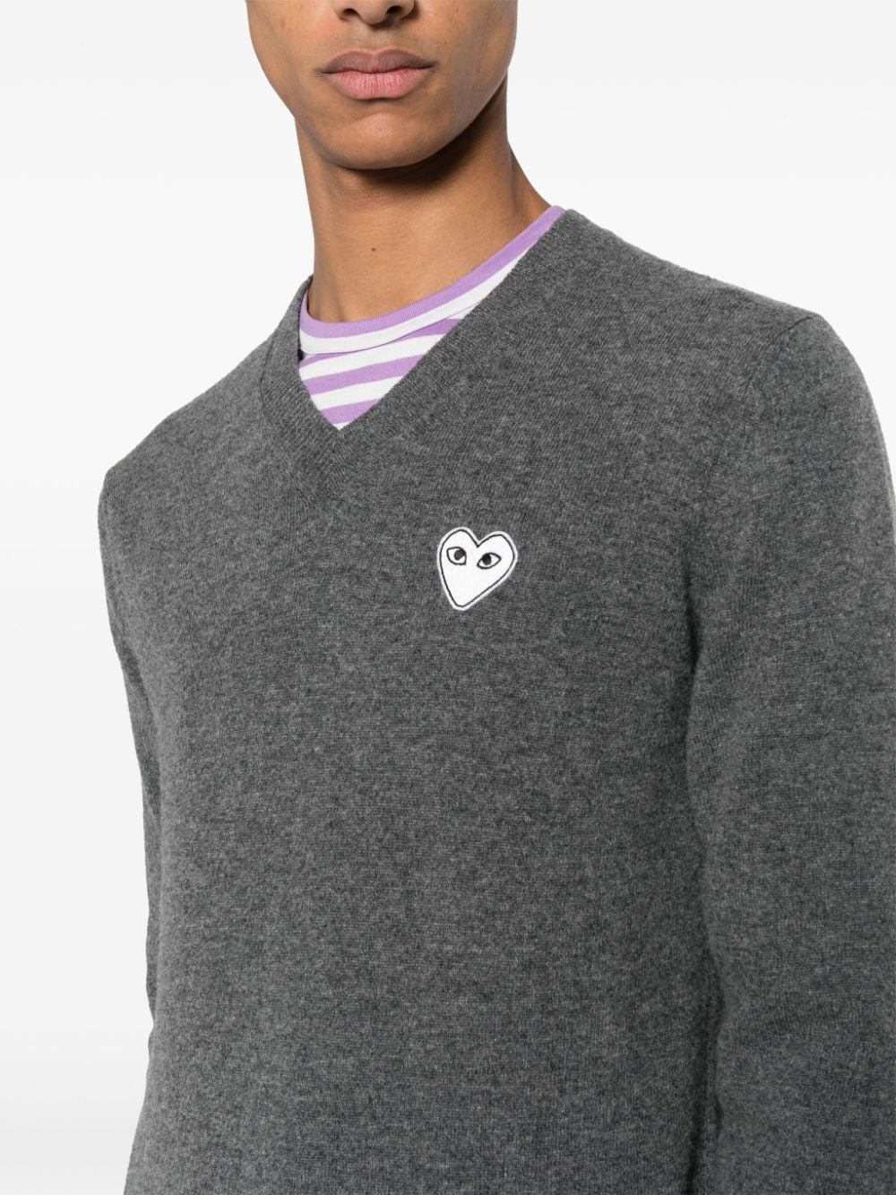 heart-patch mélange-effect wool jumper - 5