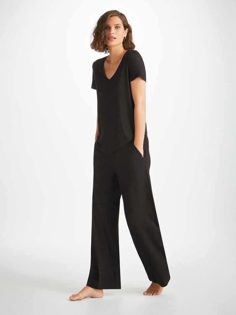 Women's Lounge Trousers Basel Micro Modal Stretch Black - 3