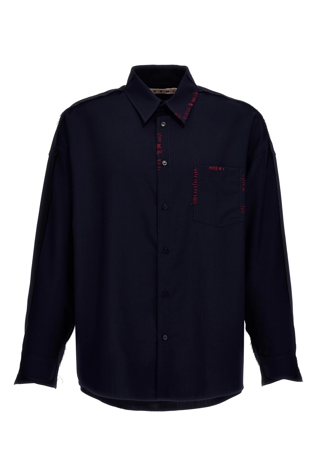 Cool wool shirt with contrast stitching - 1