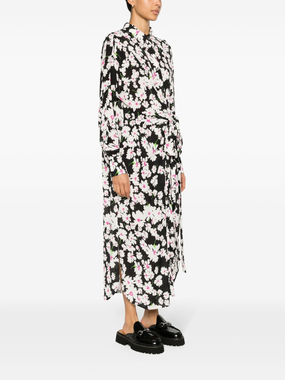floral-print tie-fastening cady midi dress - 3