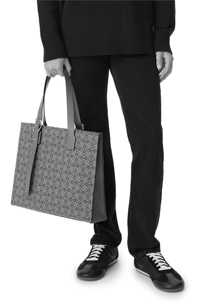 Loewe Buckle Horizontal tote in Anagram jacquard and calfskin outlook