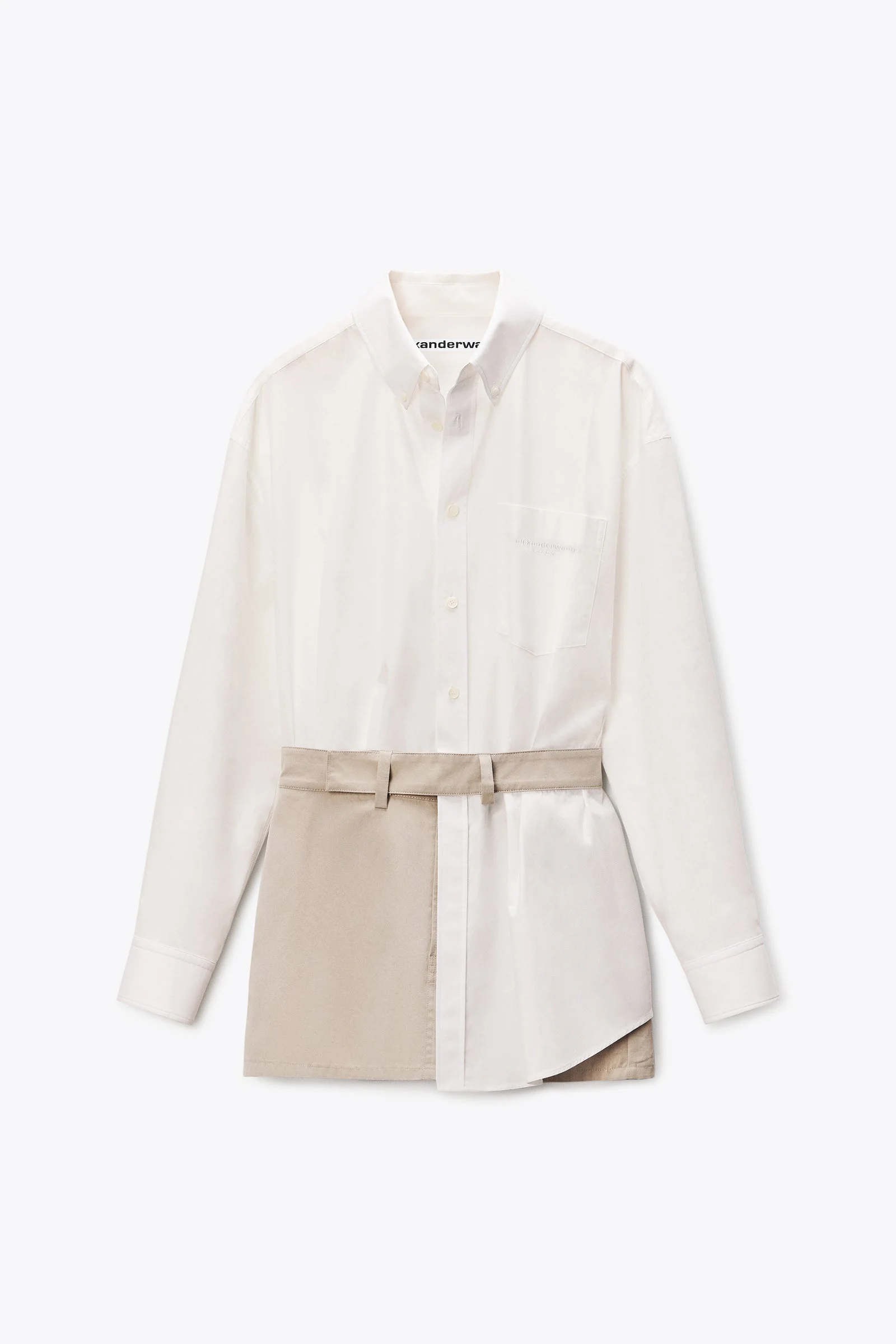 layered shirt mini dress with tucked detail - 1
