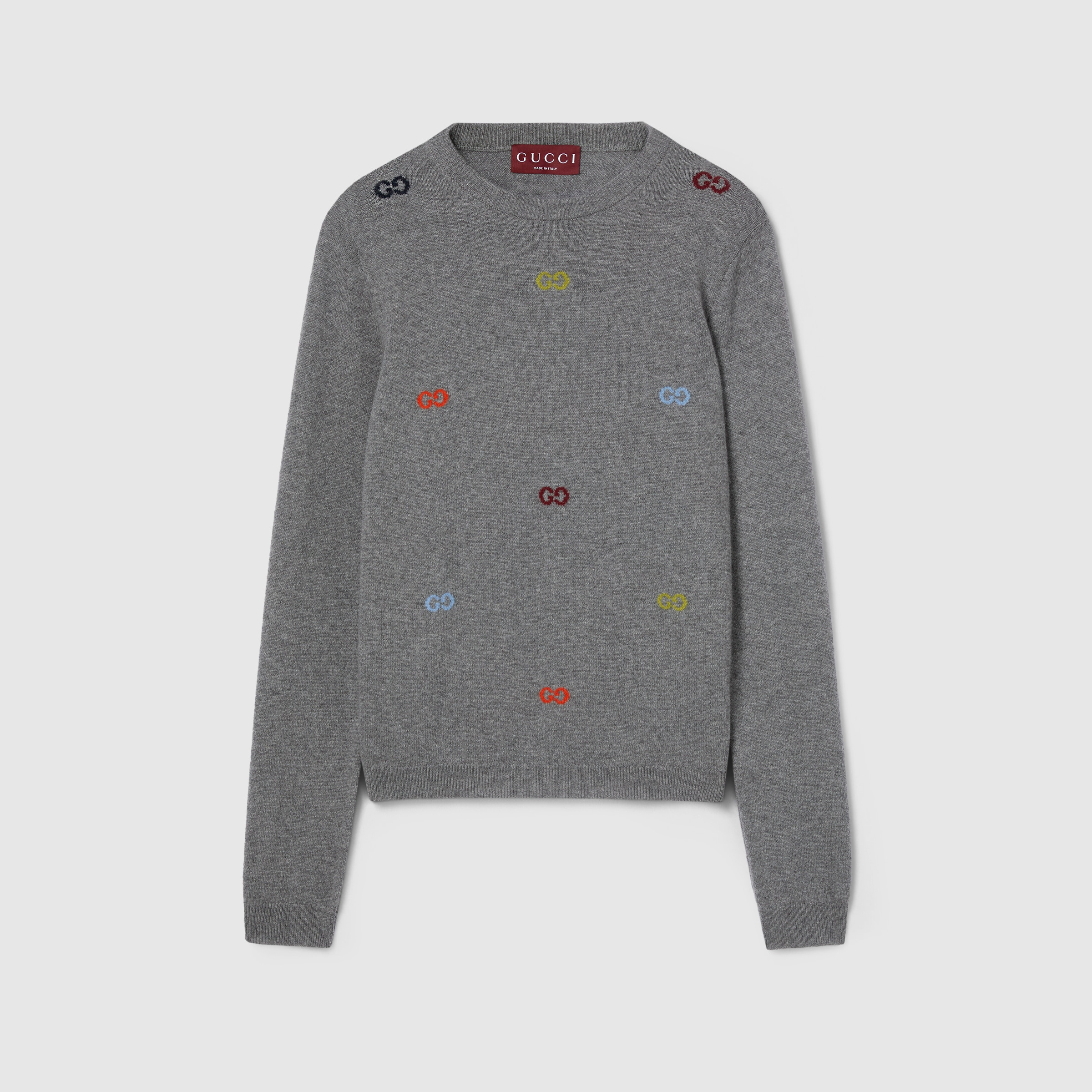 Fine cashmere sweater with intarsia - 1