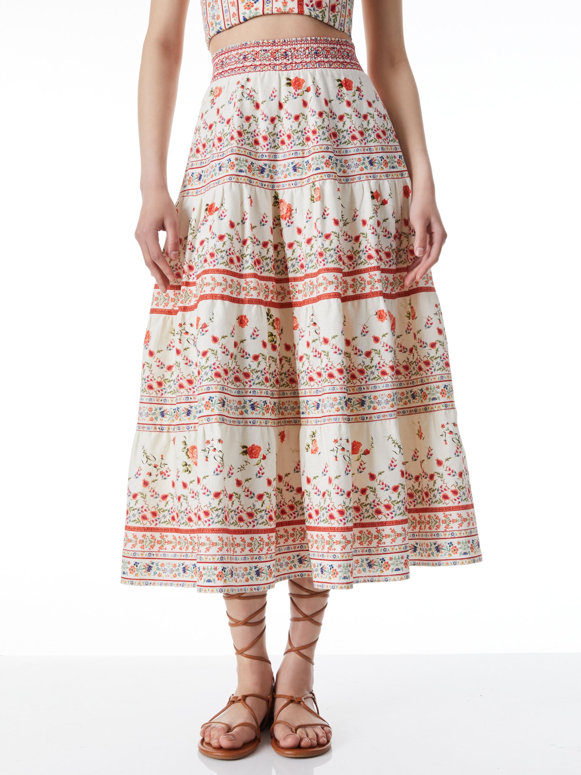 MELONY SMOCKED WAIST BAND SHIRRED SKIRT - 2