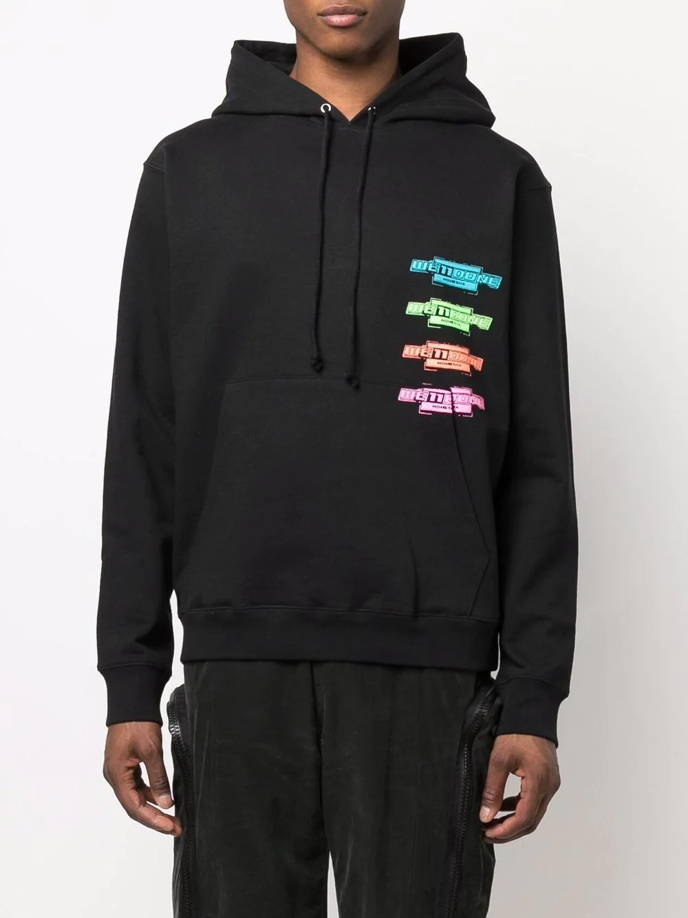 multi-logo cotton hoodie - 3